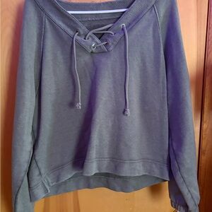 Aerie Charcoal Lace-Up Sweatshirt